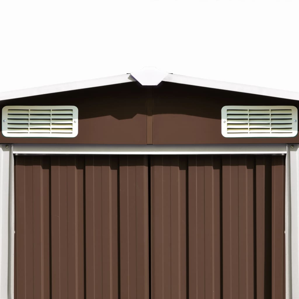 Garden shed 257x489x181 cm metal brown
