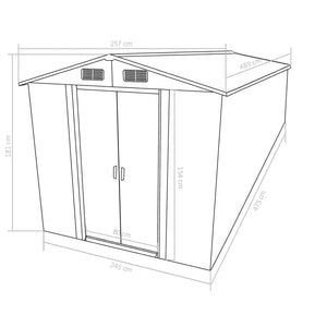 Garden shed 257x489x181 cm metal brown