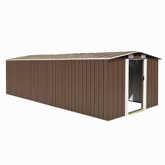 Garden shed 257x580x181 cm metal brown