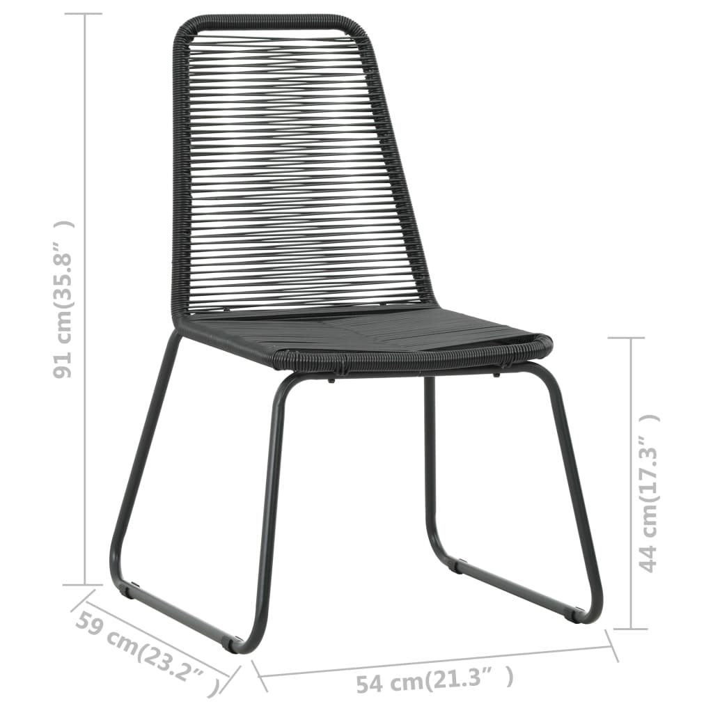 Outdoor chairs 2 pcs poly rattan black