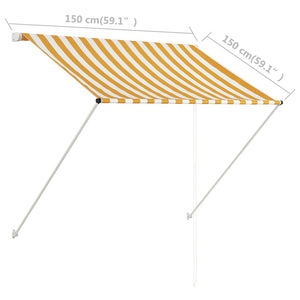 Retractable awning 150x150 cm yellow and white
