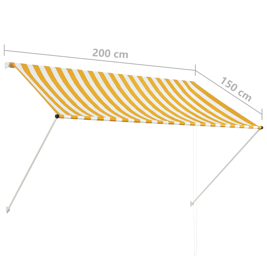 Retractable awning 200x150 cm yellow and white