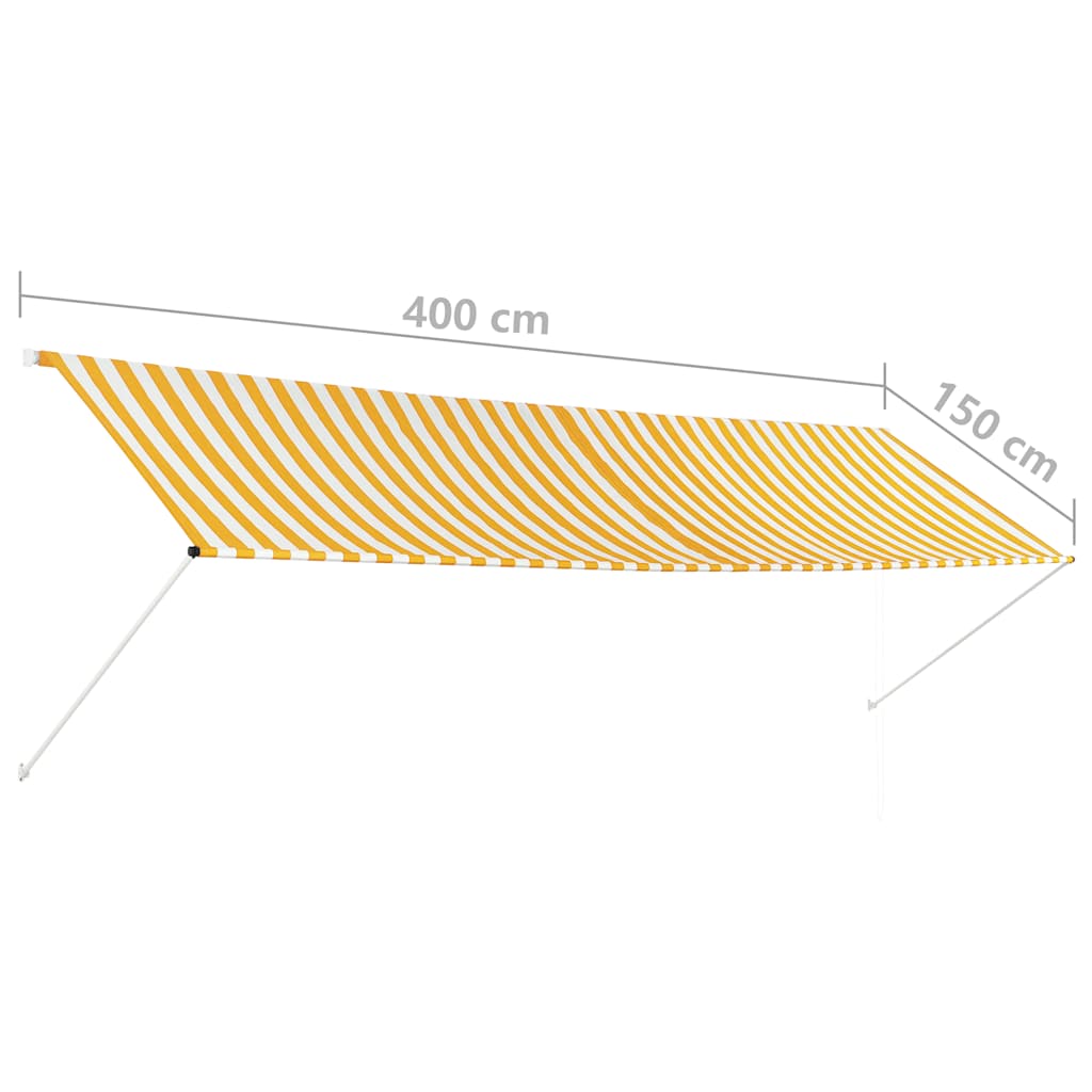 Retractable awning 400x150 cm yellow and white