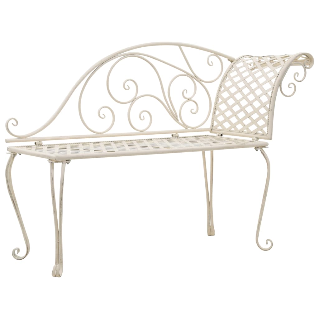 Garden chaise longue 128 cm metal antique white