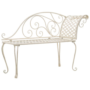 Garden chaise longue 128 cm metal antique white