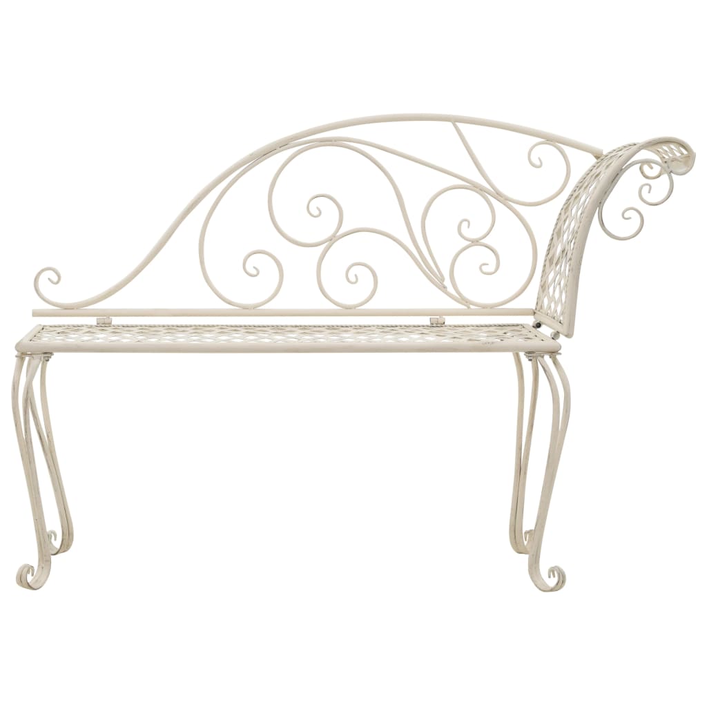 Garden chaise longue 128 cm metal antique white