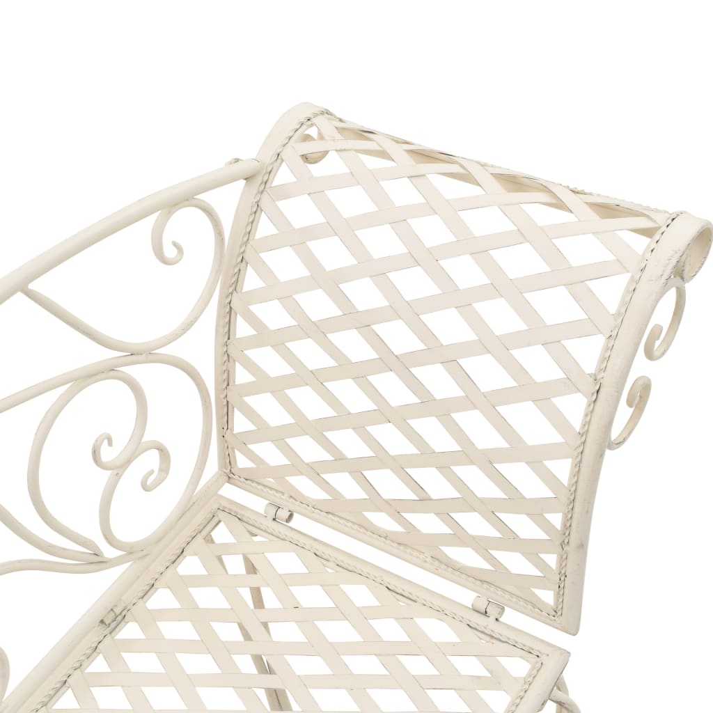 Garden chaise longue 128 cm metal antique white