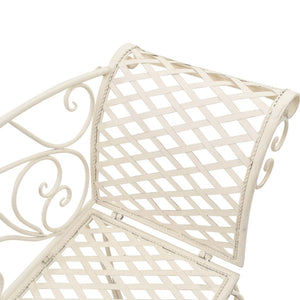 Garden chaise longue 128 cm metal antique white