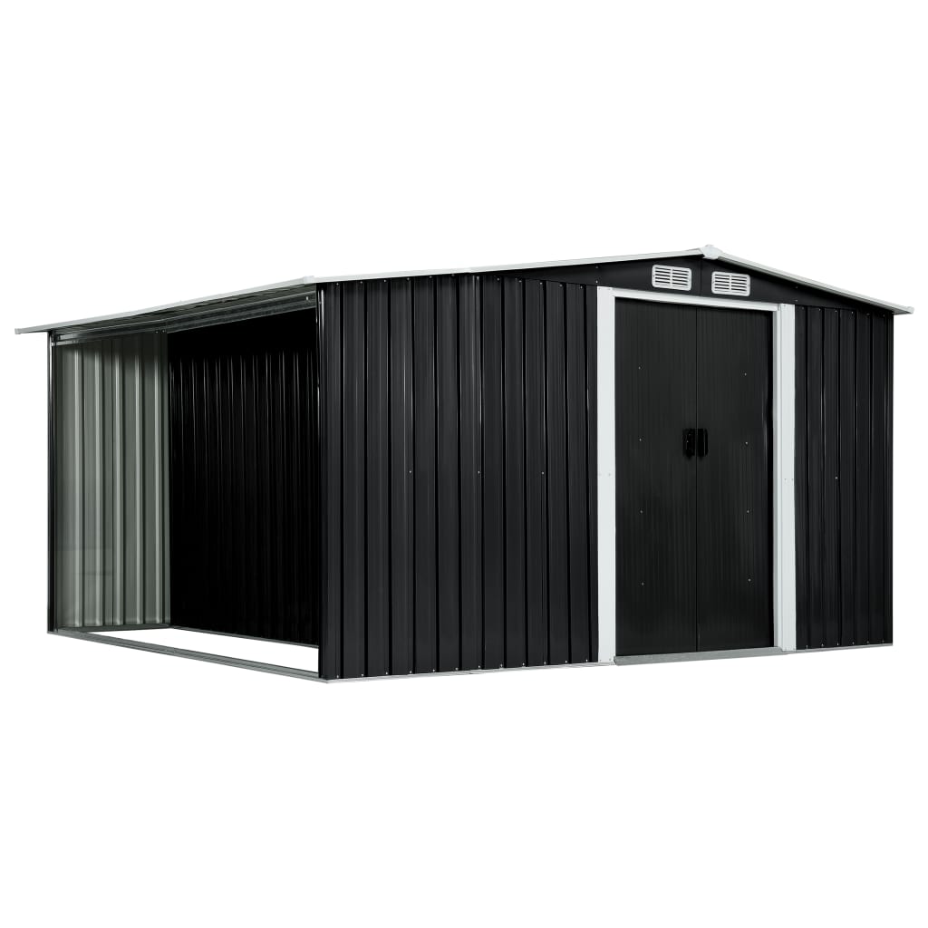 Garden shed with sliding doors anthracite 329.5x312x178 cm steel
