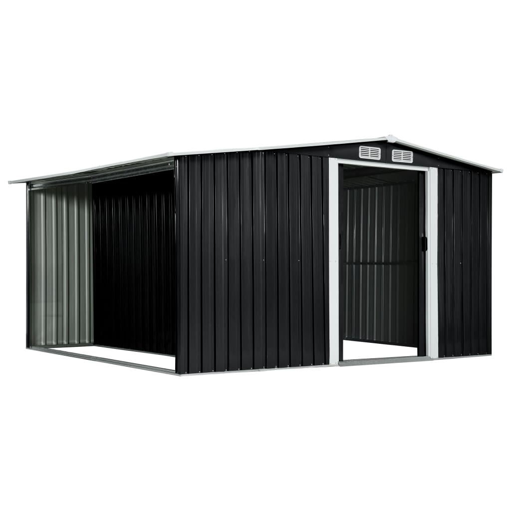Garden shed with sliding doors anthracite 329.5x312x178 cm steel