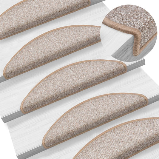 Stair mats light brown 15 pcs 56x17x3 cm