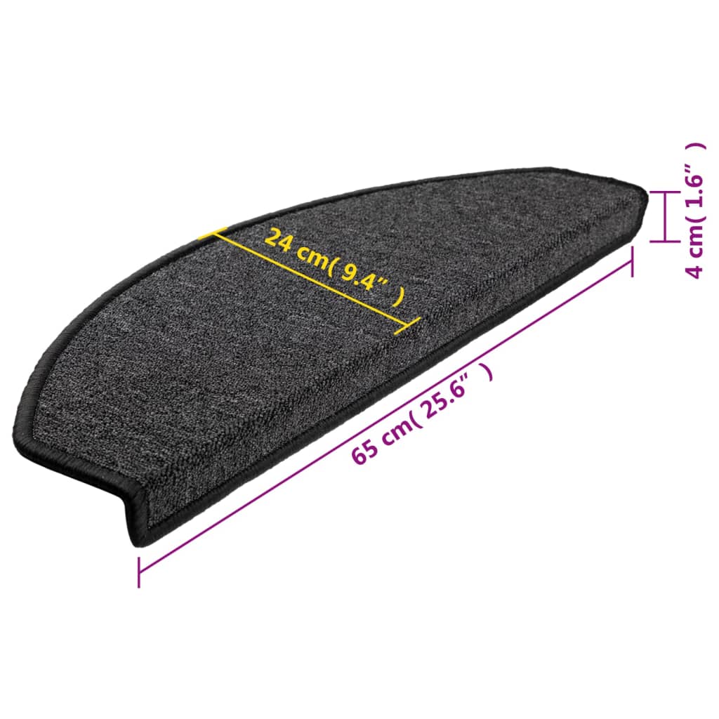 Stair mat anthracite 15 pcs 65x24x4 cm