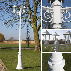 3-arm Kingston garden light posts 215 cm White