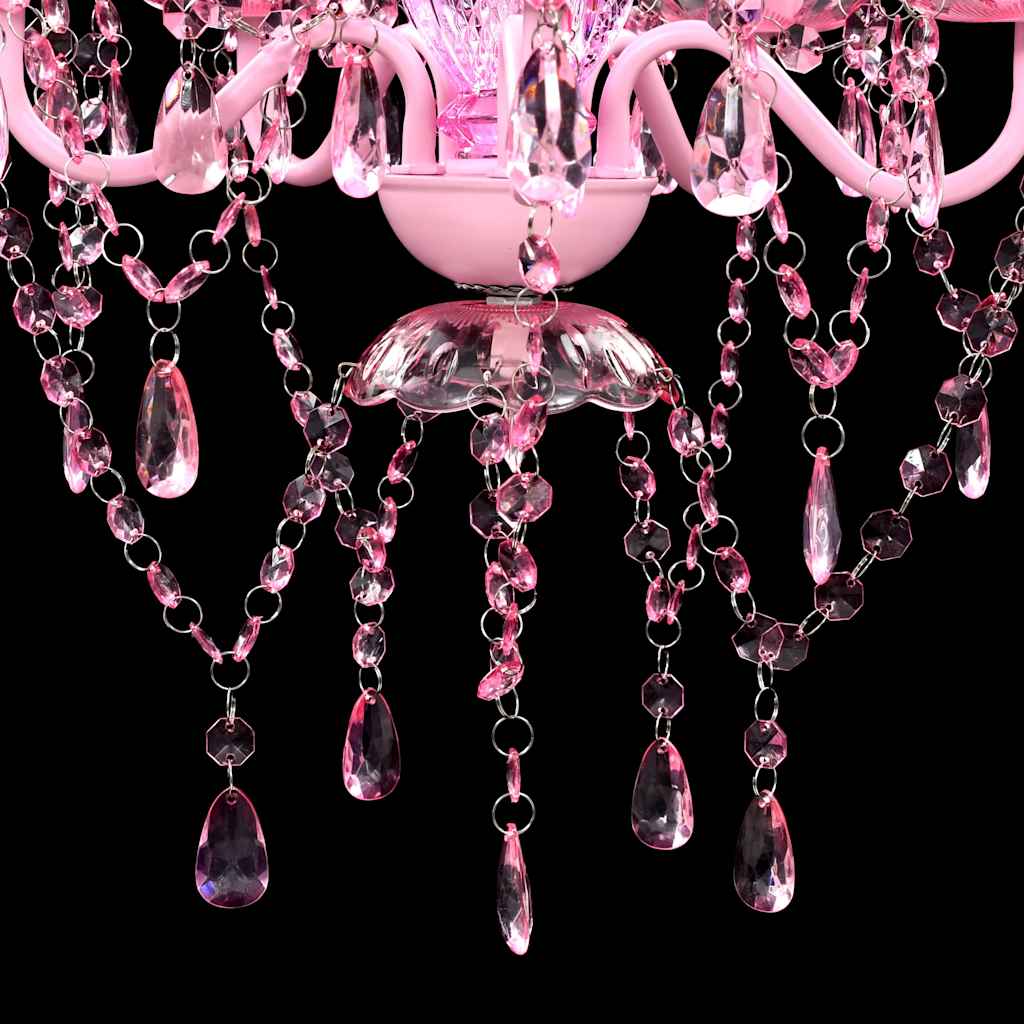 Crystal chandelier 5 bulbs pink