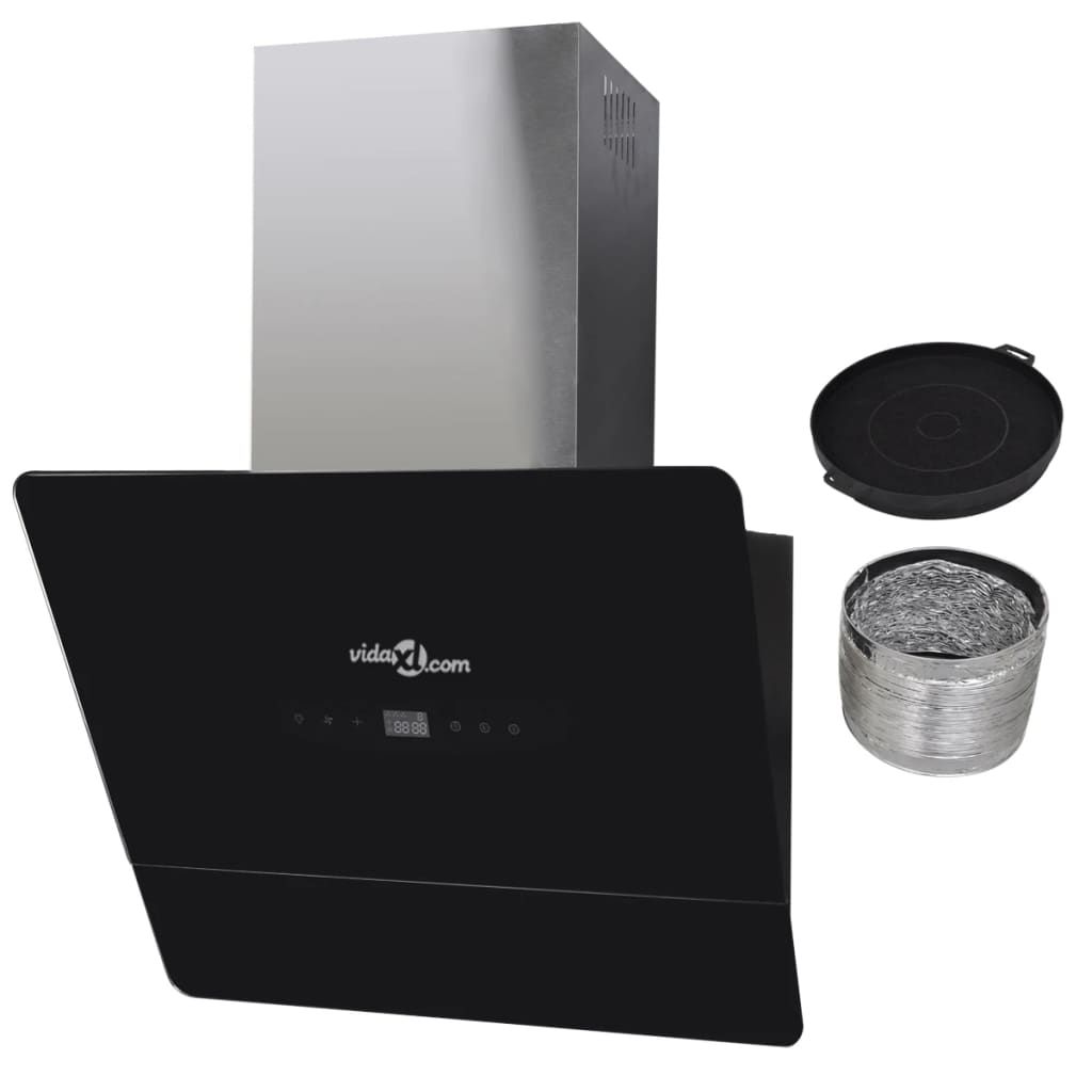 Kitchen hood with black tempered glass screen 600 mm