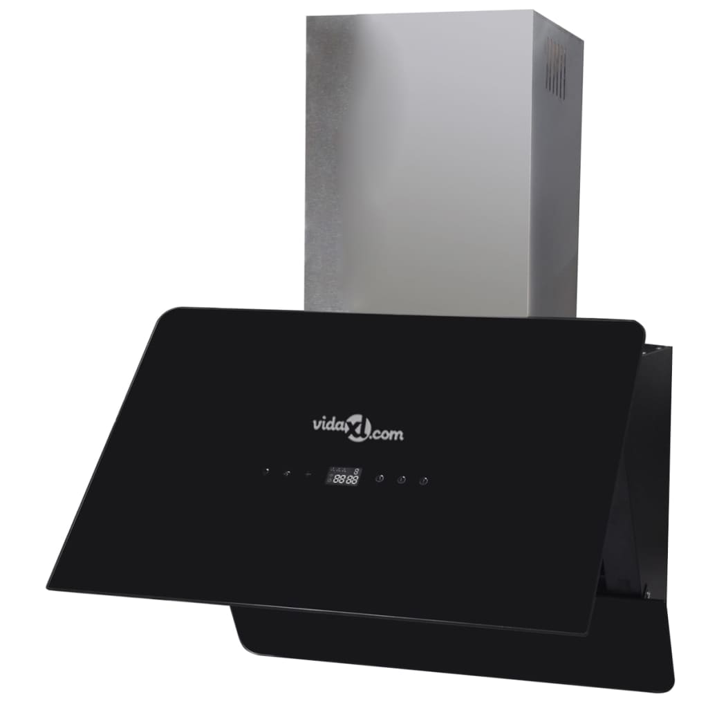 Kitchen hood with black tempered glass screen 600 mm