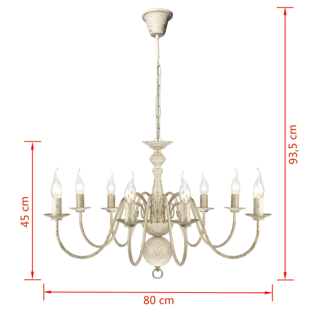 Antique chandelier 8 x E14 light bulbs white