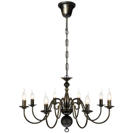Chandelier metal antique black 8 x E14 light bulbs