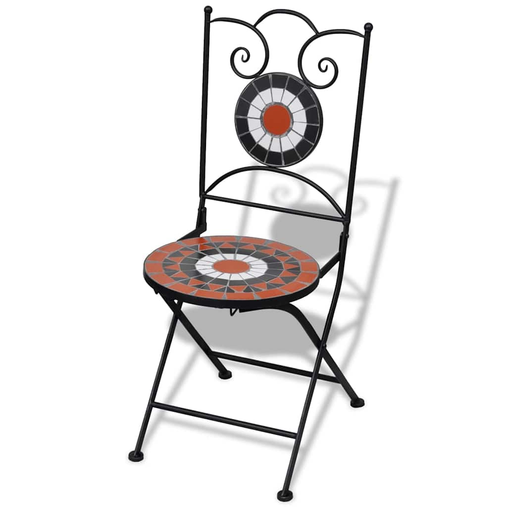 Folding bistro chairs 2 pcs ceramic terracotta and white