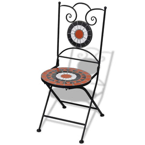 Folding bistro chairs 2 pcs ceramic terracotta and white