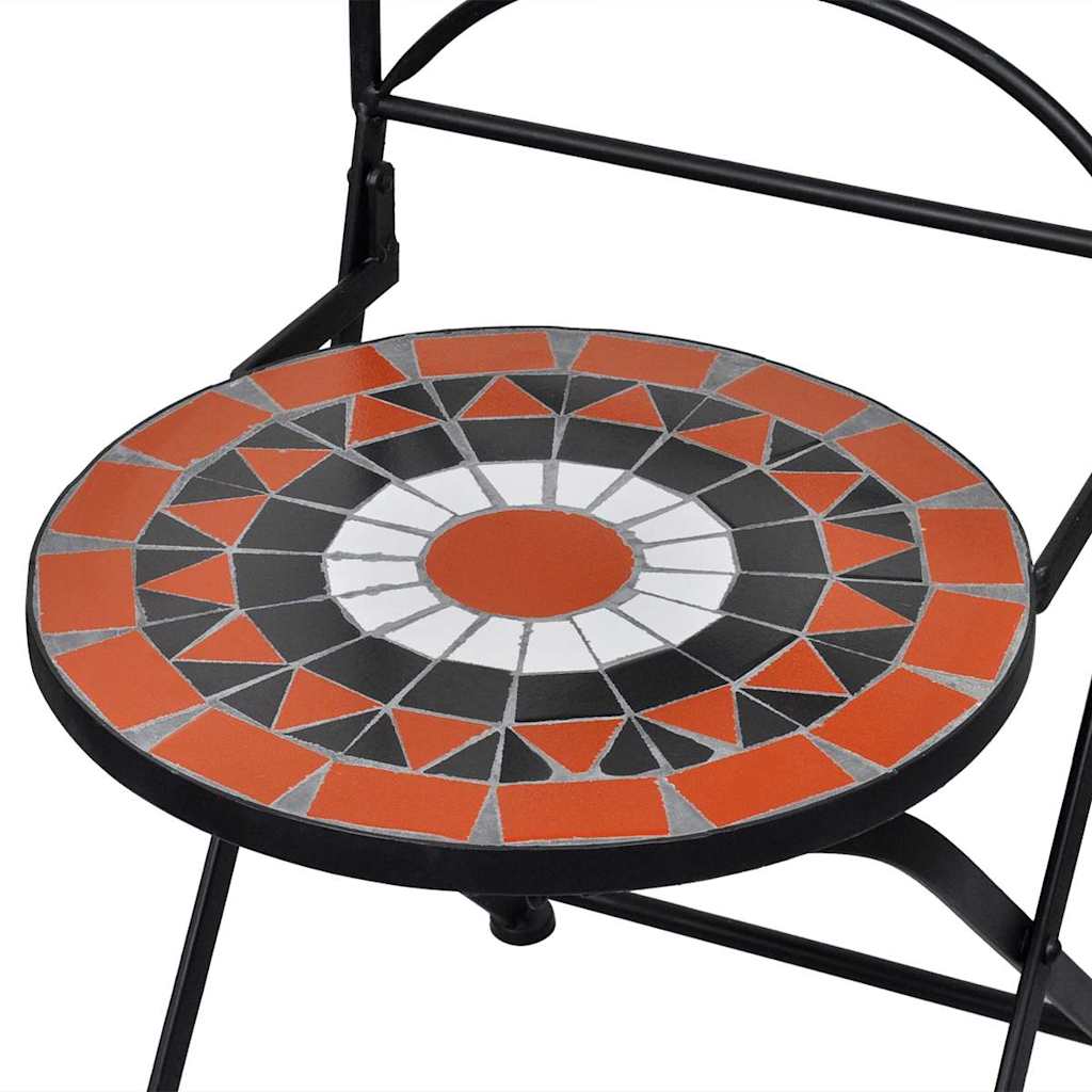 Folding bistro chairs 2 pcs ceramic terracotta and white