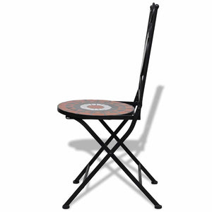 Folding bistro chairs 2 pcs ceramic terracotta and white