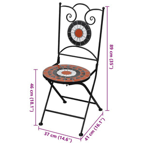 Folding bistro chairs 2 pcs ceramic terracotta and white
