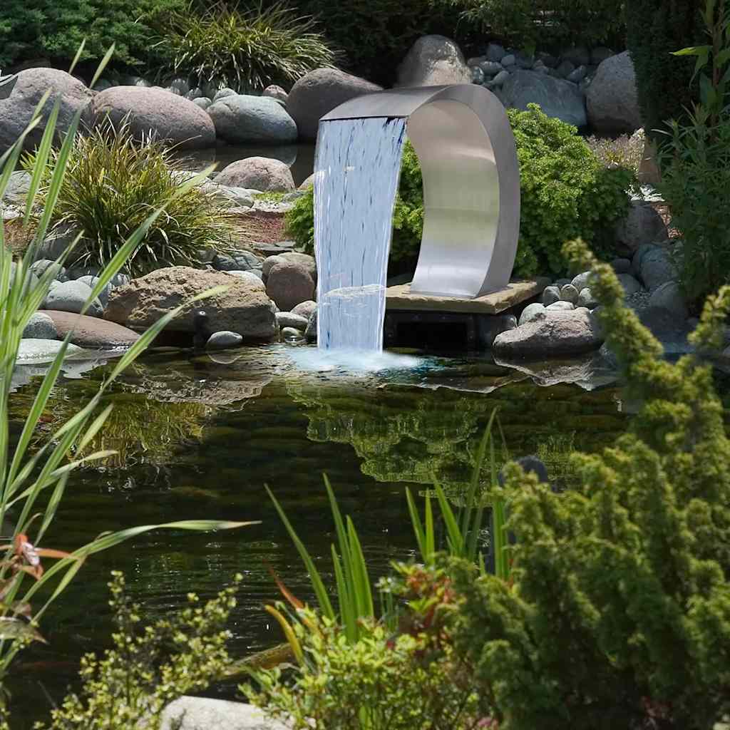 Fountain with waterfall stainless steel 45x30x60 cm