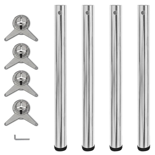 4 Height adjustable table legs Chrome 710 mm