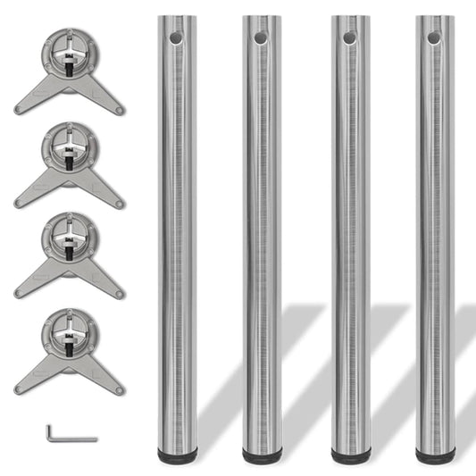 4 adjustable table legs brushed nickel 710 mm