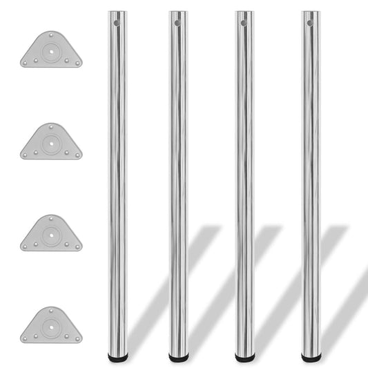 4 adjustable table legs chrome 1100 mm