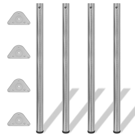 4 adjustable table legs brushed nickel 1100 mm
