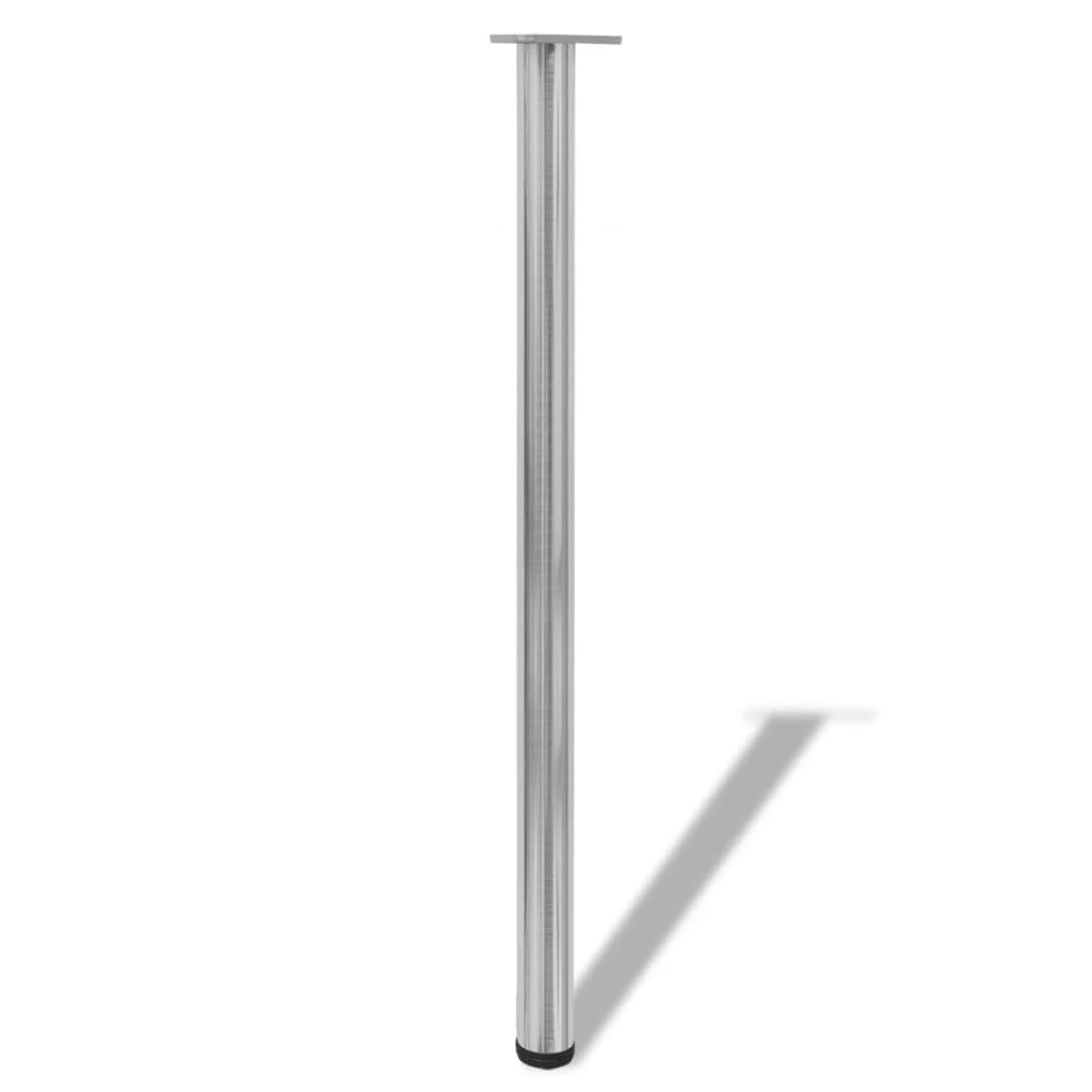 4 adjustable table legs brushed nickel 1100 mm
