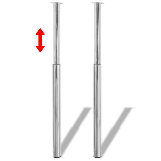 2 telescopic table legs Chrome 710 mm-1100 mm