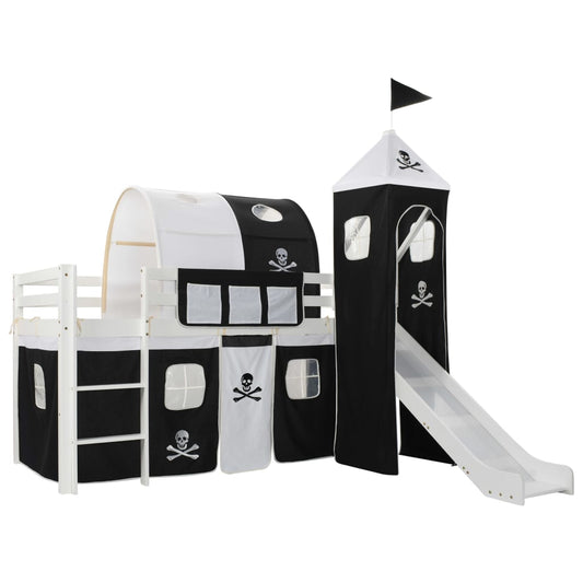 Children's bed with slide and ladder pine 97x208 cm
