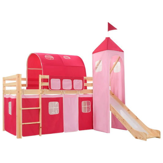Children's bed with slide and ladder pine 208x230 cm