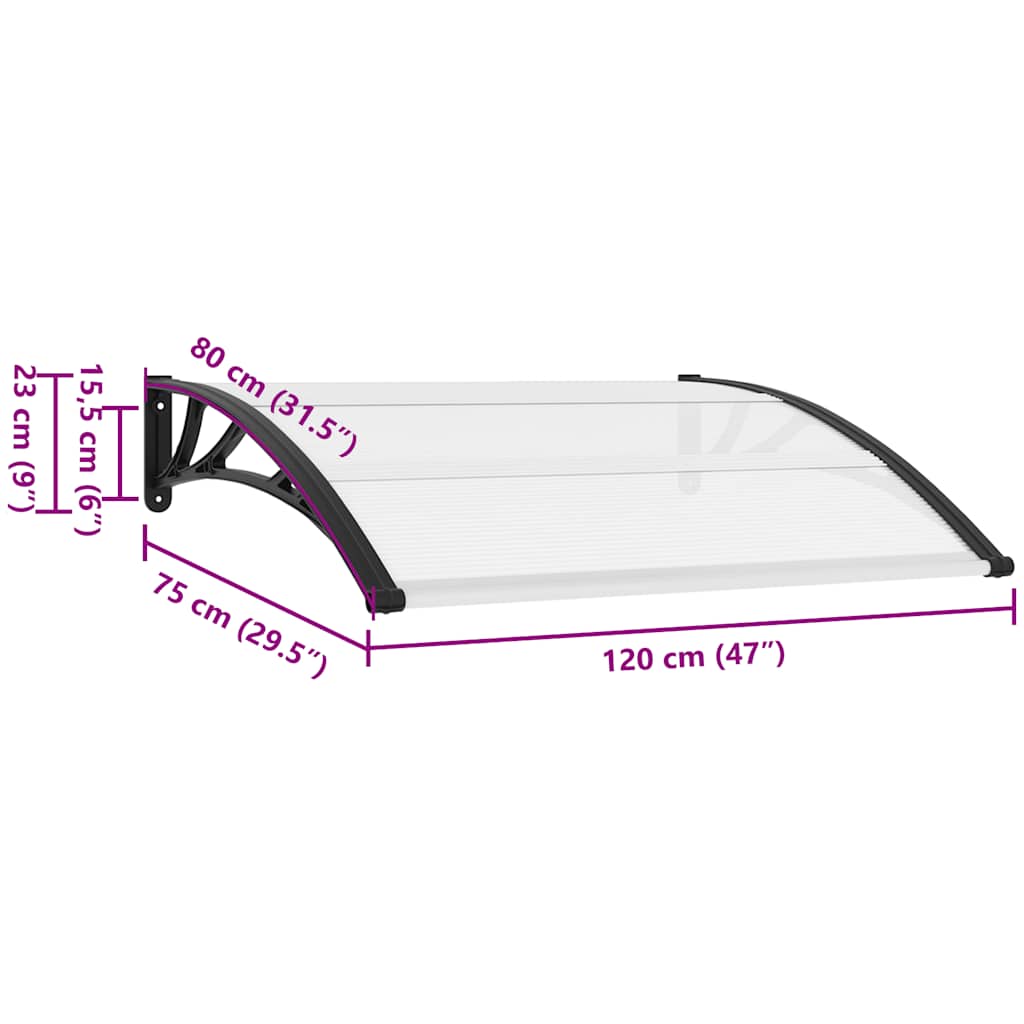 Screen roof black and transparent 120x75 cm PC