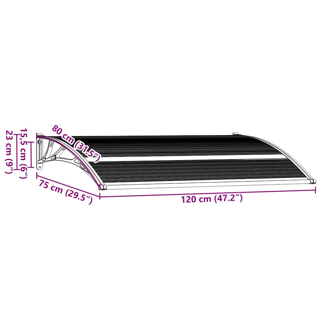 Screen roof black 120x75 cm PC
