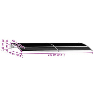 Screen roof black 240x75 cm PC
