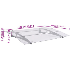 Silver and transparent canopy 120x90 cm polycarbonate