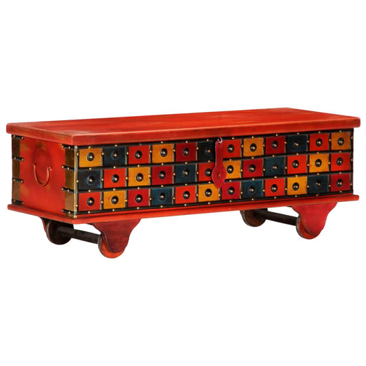 Storage box 110x40x40 cm solid acacia wood red