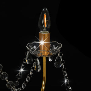 Chandelier with pearls golden 8 x E14 light bulbs