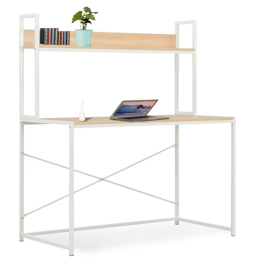 Computer desk white and oak 120x60x138 cm