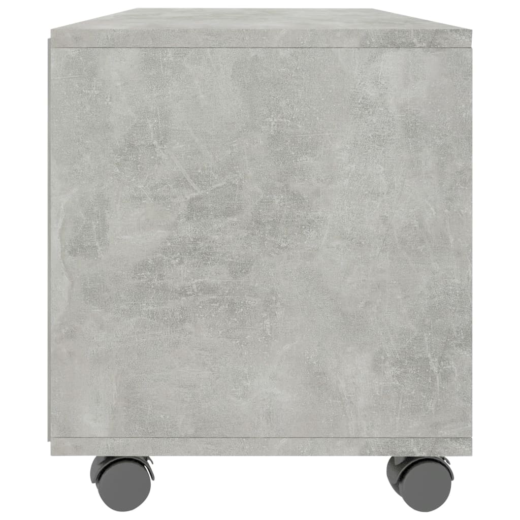 TV bench with wheels concrete grey 90x35x35 cm engineered wood