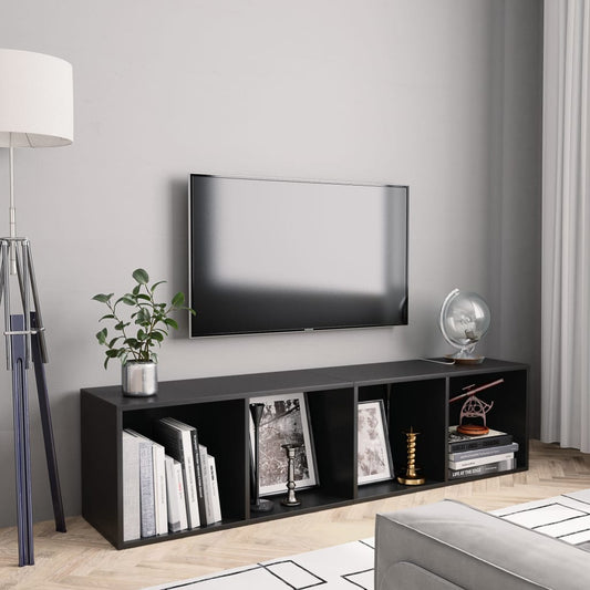 Bookcase/TV bench black 143x30x36 cm