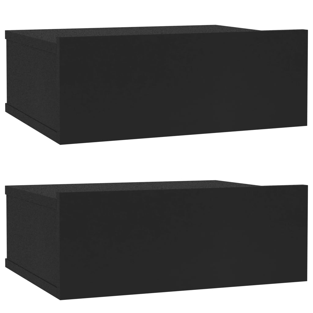 Floating bedside table 2 pcs black 40x30x15 cm engineered wood