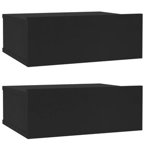 Floating bedside table 2 pcs black 40x30x15 cm engineered wood