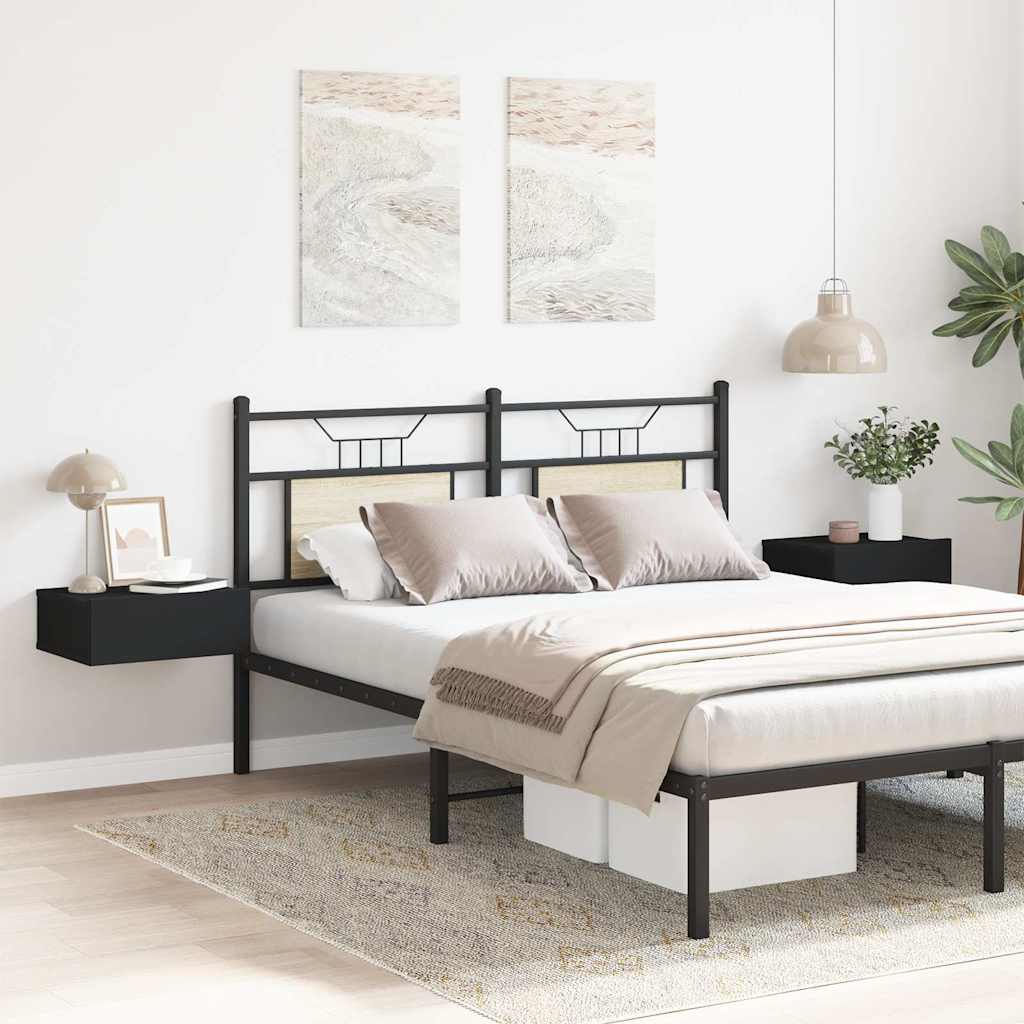 Floating bedside table 2 pcs black 40x30x15 cm engineered wood