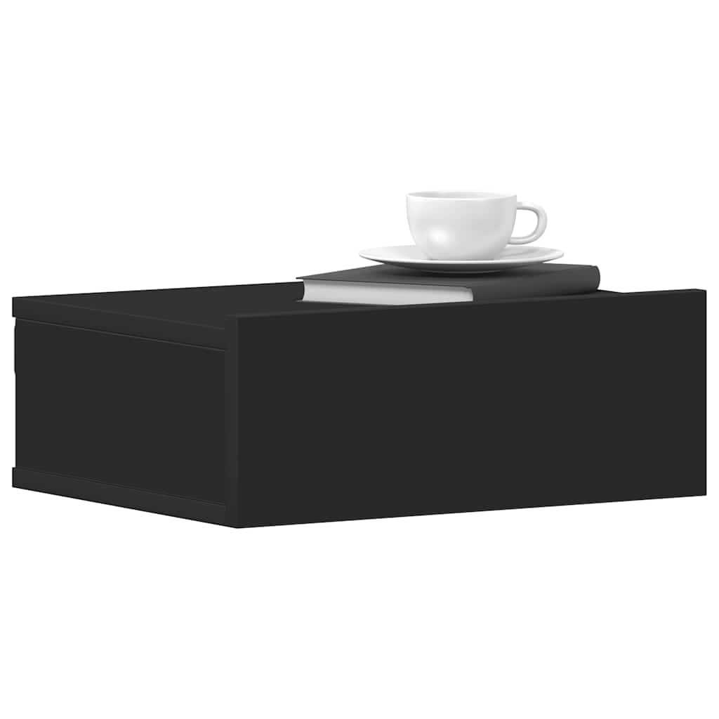 Floating bedside table 2 pcs black 40x30x15 cm engineered wood