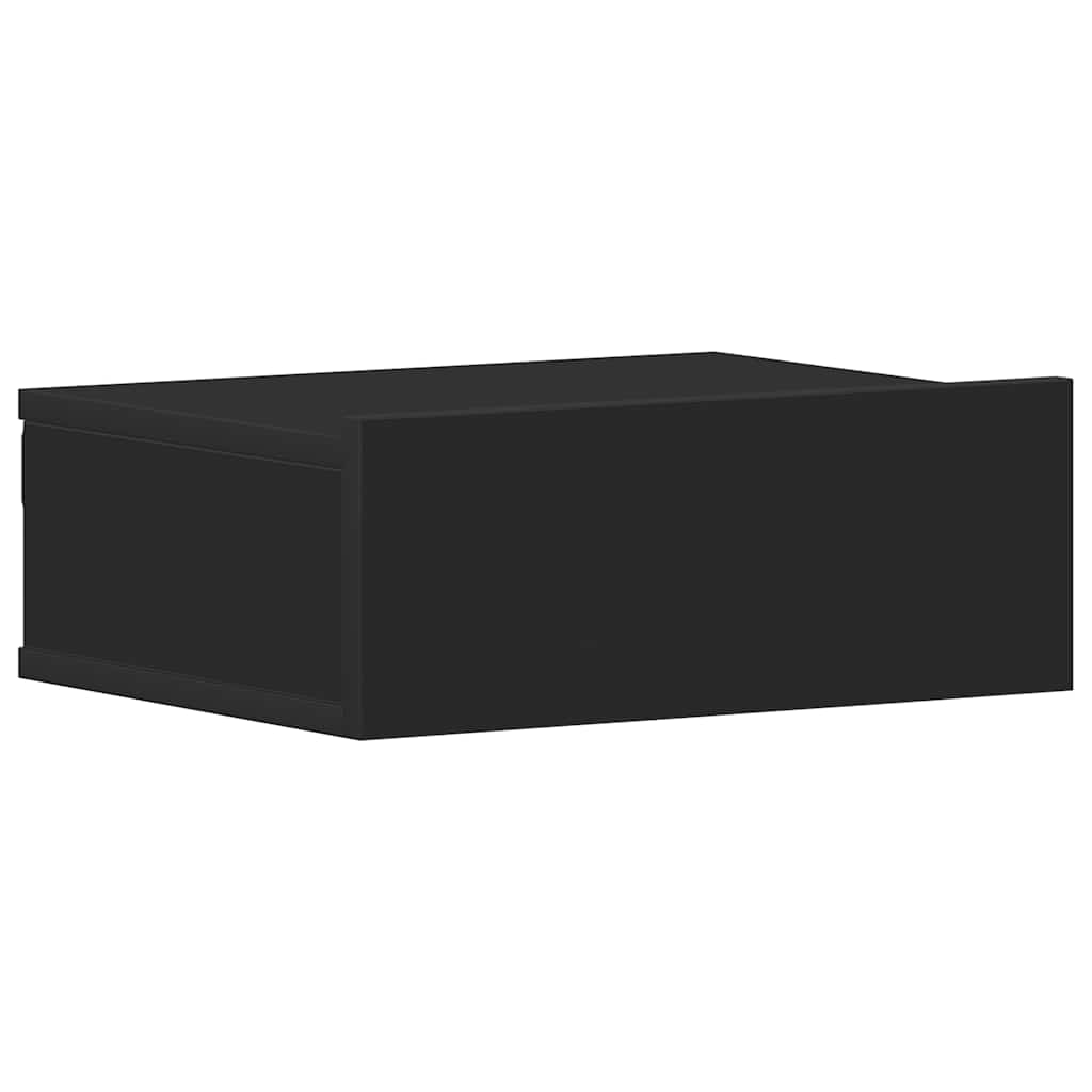 Floating bedside table 2 pcs black 40x30x15 cm engineered wood